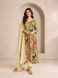 Sunny Mustard Rayon Kurta Set with Paisley Digital Print, view 1