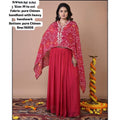 Red Chinon Bandhani Cape Top & Skirt Set with Heavy Handwork – Kavnika Festive Collection
